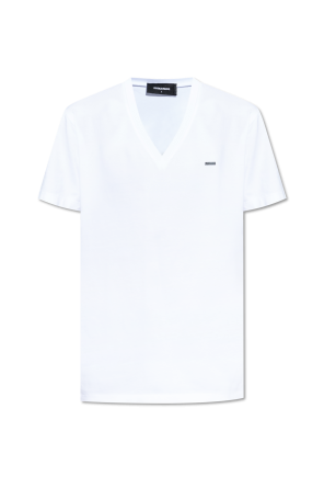 【DOLCE&GABBANA】ファインパッチ コットン Vネック Tシャツ White V-neck T-shirt Dolce & Gabbana - Vitkac AS